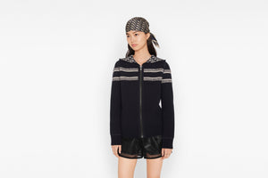 Reversible Zipped Cardigan with Hood • Blue Dior Oblique Cashmere