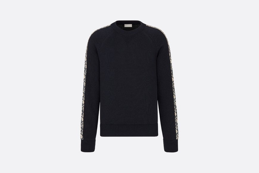 Sweater with Dior Oblique Inserts • Navy Blue Cotton Jersey