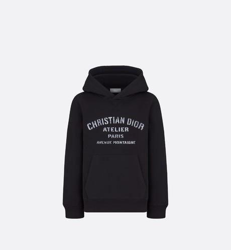 'Christian Dior Atelier' Hooded Sweatshirt • Black Cotton Fleece