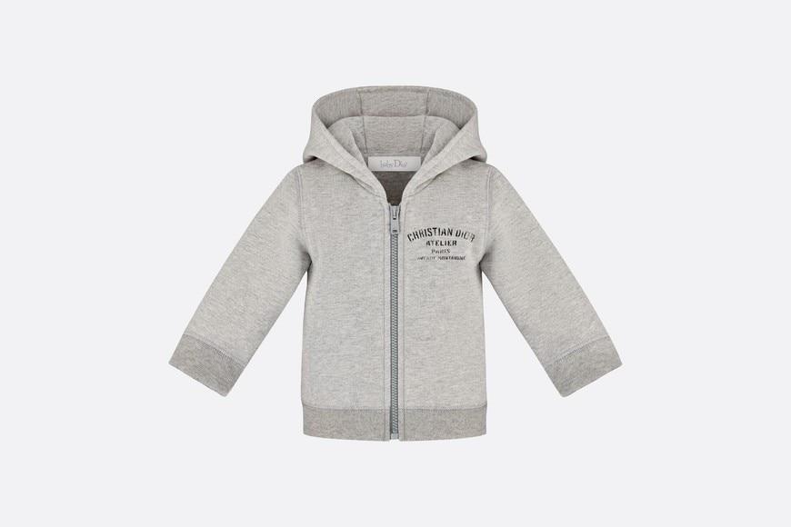 'Christian Dior Atelier' Zipped Hooded Sweatshirt • Light Gray Cotton Fleece