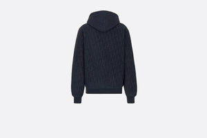 Oversized Hooded Sweatshirt with Dior Oblique Motif • Navy Blue Terry Cotton Jacquard