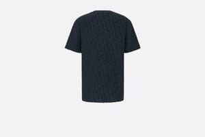 Oversized Dior Oblique T-Shirt • Navy Blue Terry Cotton Jacquard