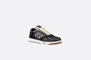 B27 Low-Top Sneaker • Black Smooth Calfskin with Beige and Black Dior Oblique Jacquard