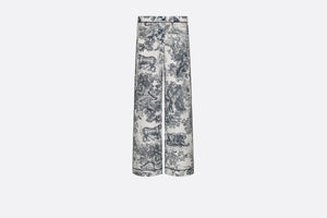 Dior Chez Moi Pajama Pants • White Silk Twill with Navy Blue Toile de Jouy Motif