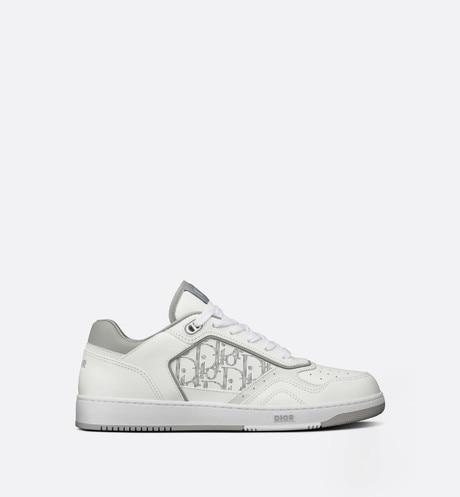 B27 Low-Top Sneaker • White and Gray Smooth Calfskin with White Dior Oblique Galaxy Leather