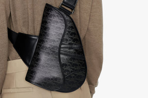 Saddle Bag • Black Dior Oblique Galaxy Leather