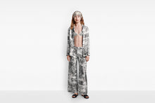 Load image into Gallery viewer, Dior Chez Moi Pajama Pants • White Silk Twill with Navy Blue Toile de Jouy Motif
