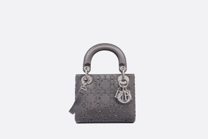 Mini Lady Dior Bag • Gray Strass Cannage Satin