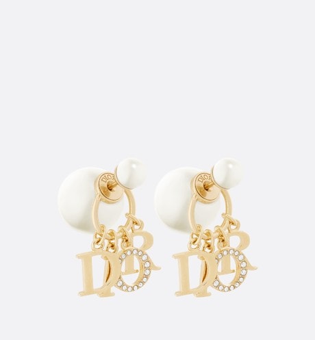 Dior Tribales Earrings • Gold-Finish Metal, White Resin Pearls and White Crystals