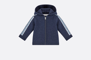 Zipped Hooded Sweatshirt • Navy Blue Wool, Silk and Cashmere Tricot Knit