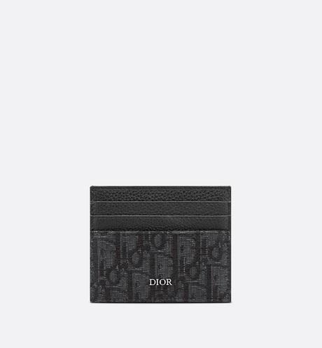 Card Holder • Black Grained Calfskin and Dior Oblique Jacquard