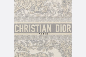 Large Dior Book Tote • Gray Toile de Jouy Embroidery (42 x 35 x 18.5 cm)