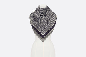 D-Oblique Shawl • Navy Blue Wool, Silk and Cotton
