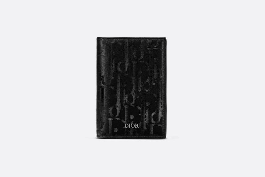 Bi-fold Card Holder • Black Dior Oblique Galaxy Leather