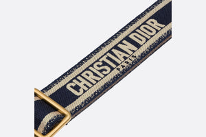 Adjustable Shoulder Strap with Ring • Blue 'Christian Dior' Embroidery
