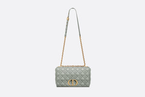 Large Dior Caro Bag • Gray Supple Cannage Calfskin