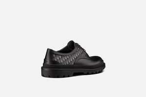 Dior Explorer Derby Shoe • Black Smooth Calfskin and Beige and Black Dior Oblique Jacquard