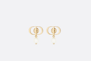 Petit CD Earrings • Gold-Finish Metal and White Resin Pearls