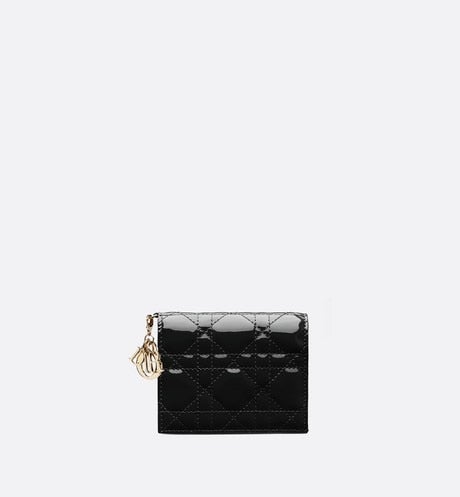Mini Lady Dior Wallet • Black Patent Cannage Calfskin