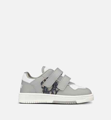 B27 Low-Top Sneaker • Gray and White Smooth Calfskin with Beige and Black Dior Oblique Jacquard