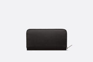 Zipped Long Wallet • Black Grained Calfskin with 'CD Icon' Signature