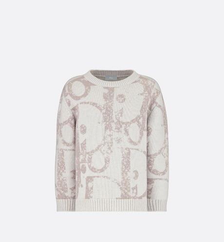 Sweater • Gray Wool and Cashmere Tricot Knit with Dior Oblique Print