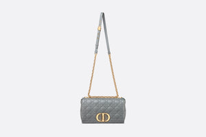 Medium Dior Caro Bag • Gray Supple Cannage Calfskin