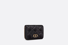 Load image into Gallery viewer, Dior Caro Compact Zipped Wallet • Black Supple Cannage Calfskin
