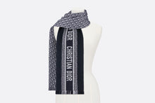 Load image into Gallery viewer, Dior Oblique University Reversible Scarf • Navy Blue Wool and Silk
