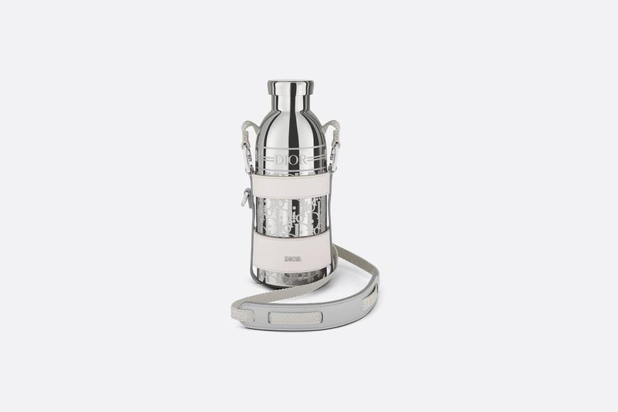 Bottle Holder with Shoulder Strap and Bottle • Off-White Grained Calfskin and Palladium-Finish Stainless Steel with Dior Oblique Motif
