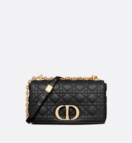 Medium Dior Caro Bag • Black Supple Cannage Calfskin