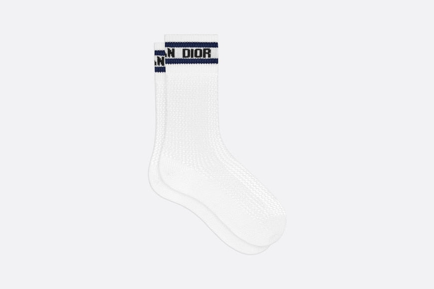 Dior Sporty Socks • White and Navy Blue Cotton