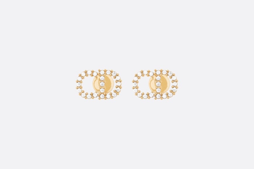 Clair D Lune Earrings • Gold-Finish Metal and White Crystals