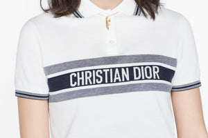 Polo Shirt • White and Navy Blue Cotton Jersey