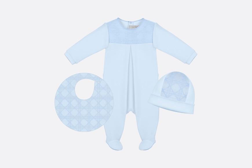 Cannage Newborn Gift Set • Sky Blue Interlock and Cotton Voile