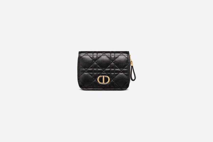 Dior Caro Compact Zipped Wallet • Black Supple Cannage Calfskin