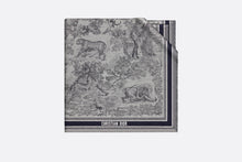 Load image into Gallery viewer, Toile de Jouy Shawl  • Ivory and Blue Wool, Silk and Cotton
