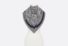Load image into Gallery viewer, Toile de Jouy Shawl  • Ivory and Blue Wool, Silk and Cotton
