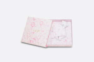 Toile de Jouy Newborn Gift Set • Pale Pink and White Muslin, Interlock and Cotton Velvet