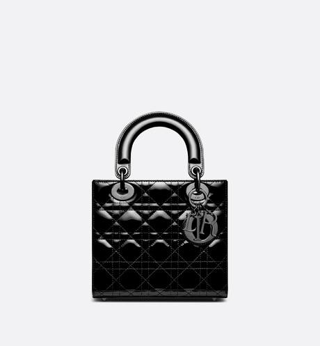 Small Lady Dior Bag • Black Ultraglossy Patent Cannage Calfskin