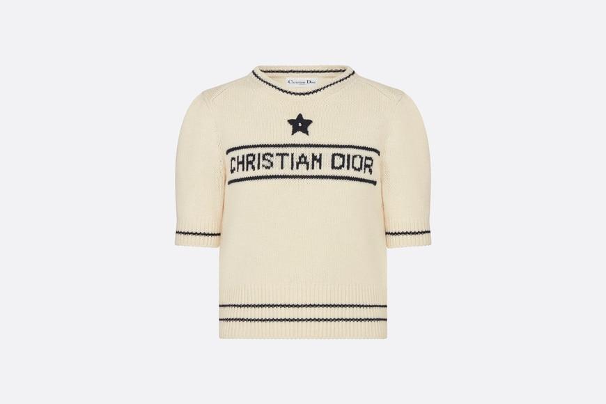'CHRISTIAN DIOR' Short-Sleeved Sweater • Ecru Cashmere and Wool Knit