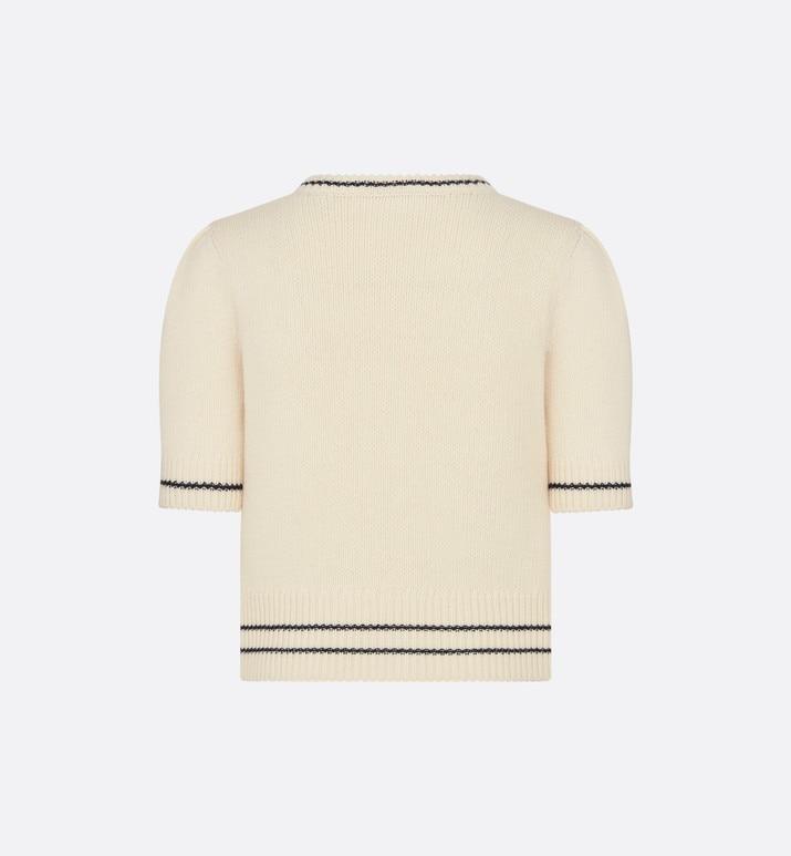 'CHRISTIAN DIOR' Short-Sleeved Sweater • Ecru Cashmere and Wool Knit ...
