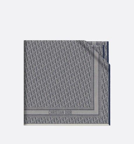 Dior Oblique Denim Shawl • Denim Blue Wool, Silk and Cashmere
