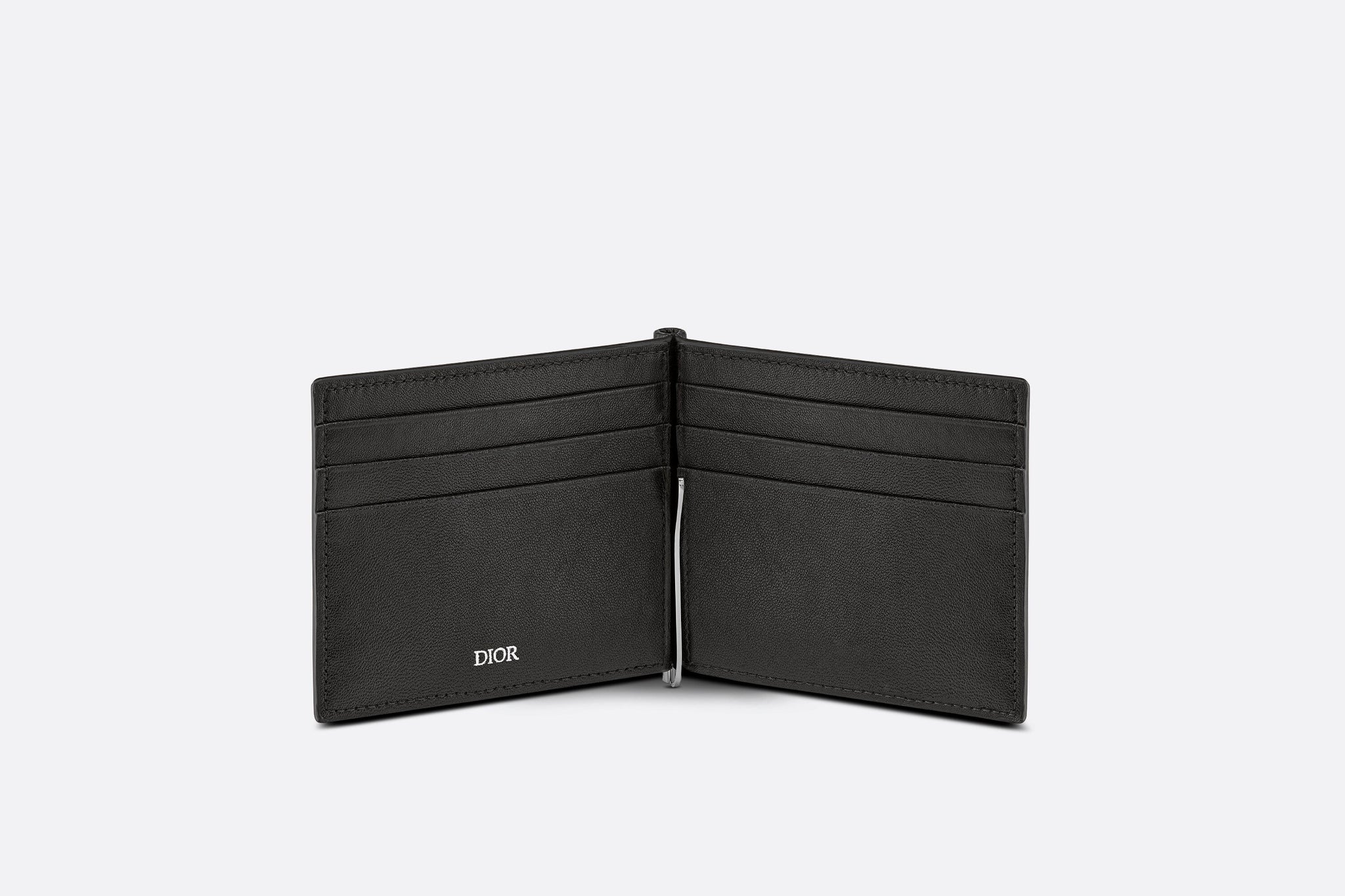 Wallet with Bill Clip Black Grained Calfskin with CD Icon
