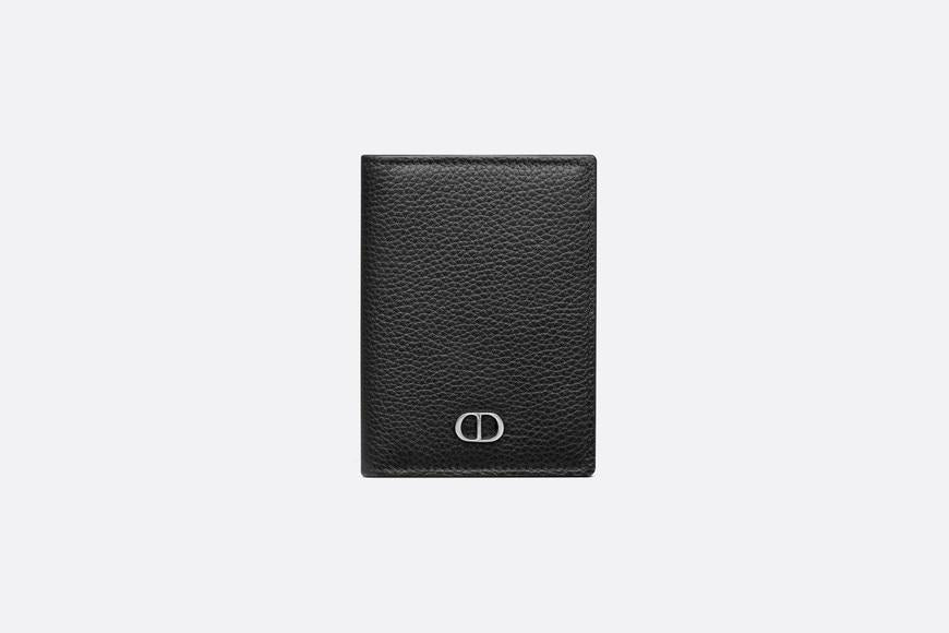 Bi-Fold Card Holder • Black Grained Calfskin with 'CD Icon' Signature