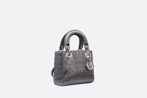 Mini Lady Dior Bag • Gray Strass Cannage Satin