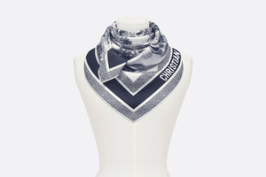 Toile de Jouy Sauvage 90 Square Scarf • Ivory and Navy Blue Silk Twill