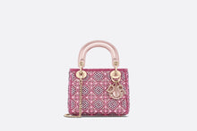 Load image into Gallery viewer, Mini Lady Dior Bag • Metallic Calfskin and Satin with Rose Des Vents Resin Pearl Embroidery
