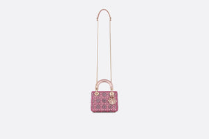 Mini Lady Dior Bag • Metallic Calfskin and Satin with Rose Des Vents Resin Pearl Embroidery