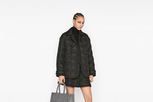 Macrocannage Miniskirt • Black Quilted Technical Taffeta